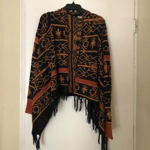 Aztec pattern fringe sweater
